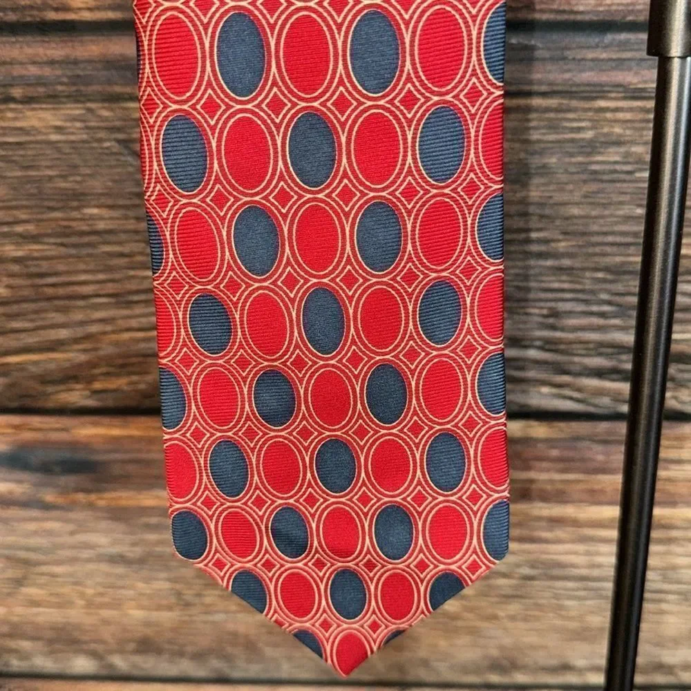 Burberry Red/Blue Pattern Vintage Silk Tie